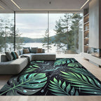Lush Green Tropical Foliage Rain Rug
