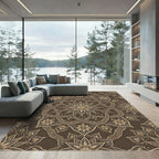Ornate Gold Floral Mandala Rug