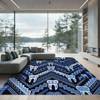 Blue Tooth Tribal Aztec Pattern Rug