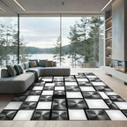 Modern Metallic Geometric Cubes Rug