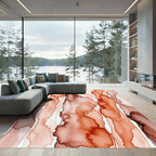 Rust Colored Watercolor Vertical Streaks Rug
