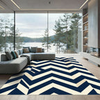 Modern Navy Chevron Geometric Area Rug