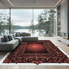 Ornate Copper Floral Baroque Medallion Rug