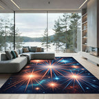 Radiant Crimson and Cobalt Starburst Rug
