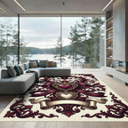 Ornate Burgundy Heart Victorian Filigree Rug