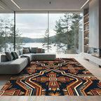 Geometric Terracotta Aztec Cross Rug