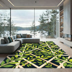 Lush Green Ivy Lattice Trellis Rug