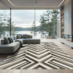 Layered Ivory Chevron Angles Rug