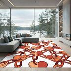 Terracotta Linked Heart Chain Graphic Rug