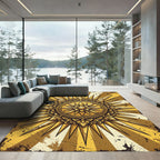 Golden Radiant Sunburst Medallion Rug