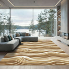 Earthy Brown Wavy Abstract Waves Rug