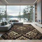 Antique Bronze Damask Scrollwork Rug