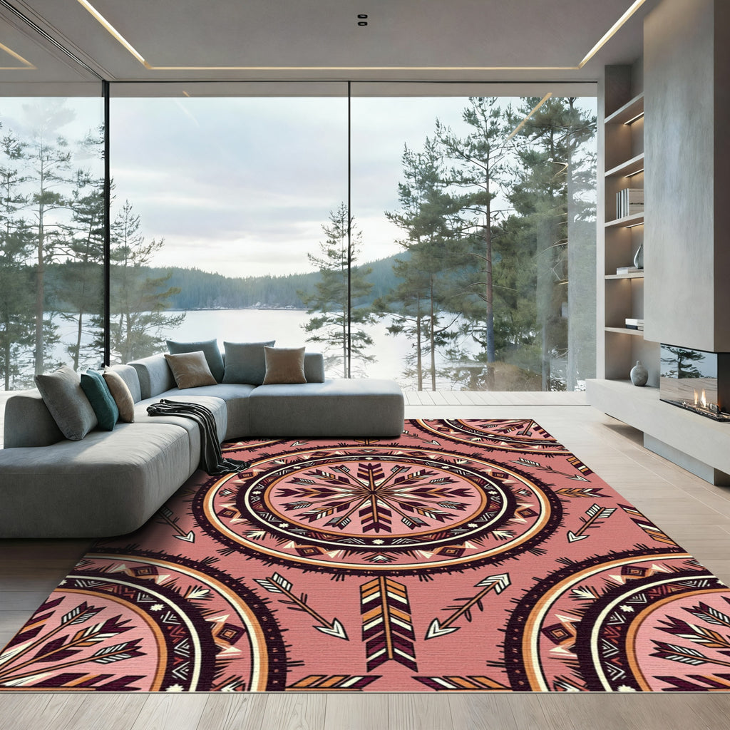 Rustic Boho Arrow Mandala Medallion Rug