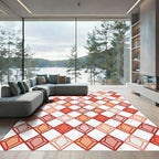 Geometric Coral Diamond Grid Rug