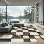 Monochromatic Concrete Checkerboard Cubes Rug