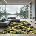 Camo Forest Landscape Winding Road Illustration Rug