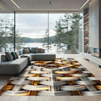 Metallic Gold and Silver Interwoven Cube Rug