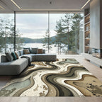 Earthy Tone Abstract Layered Wave Rug
