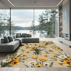 Sunny Wildflower Bouquet Botanical Meadow Rug