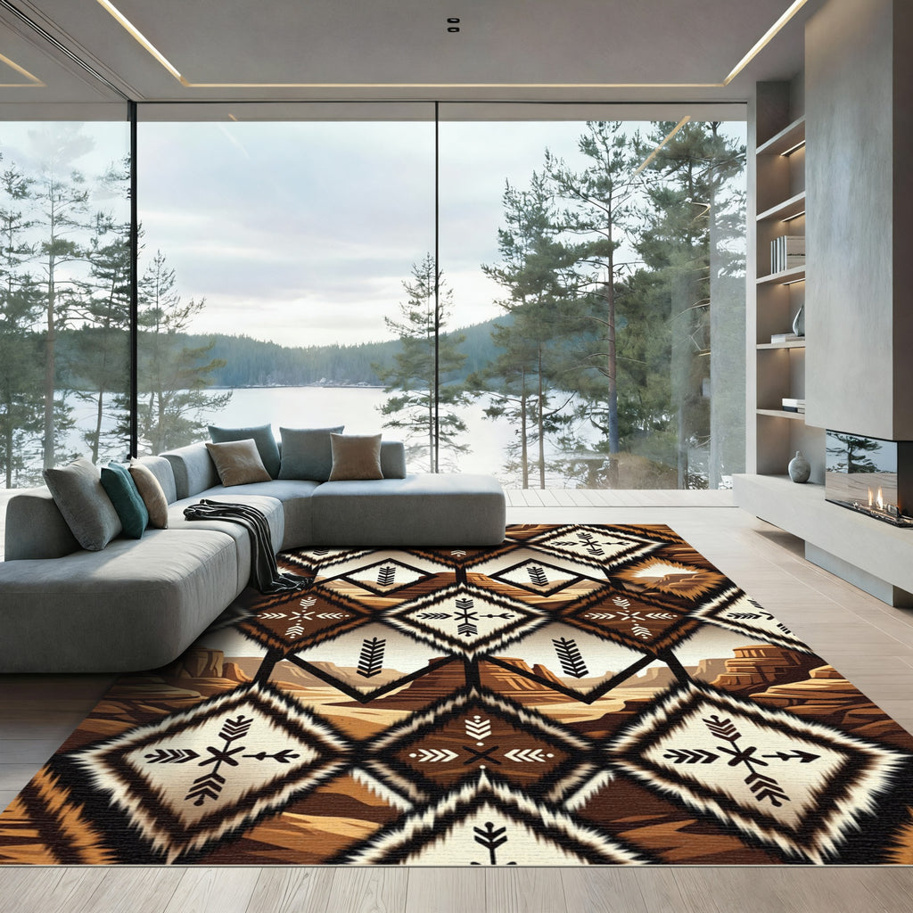 Desert Landscape Diamond Medallion Rug