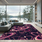 Retro Pink Atom Swirls Rug
