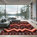 Bold Terracotta Zigzag Southwestern Geometric Rug