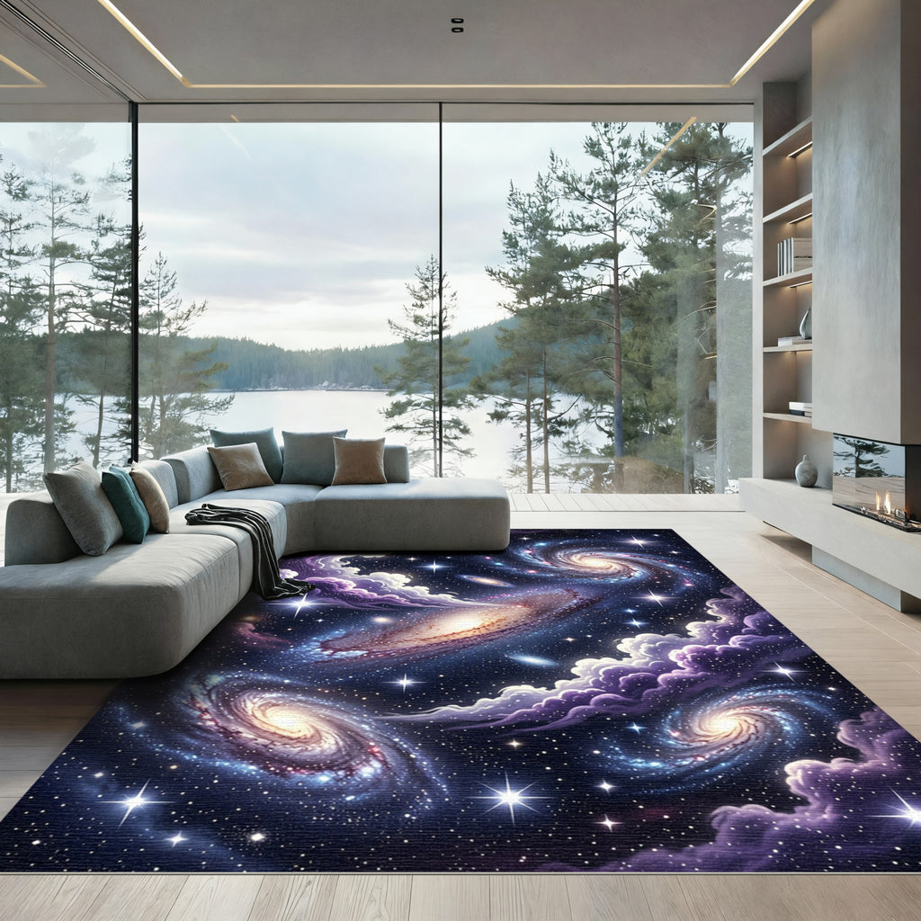 Cosmic Interstellar Galaxy Nebula Swirl Rug