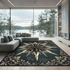 Vintage Distressed Compass Star Filigree Rug