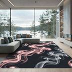 Abstract Pink and White Smoke Swirl Rug