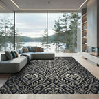 Silver Fish Vine Damask Rug