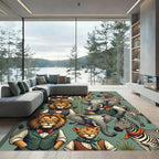 Whimsical Safari Animals in Dapper Attire Rug
