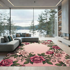 Vintage Pink Rose Garland Border Rug