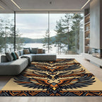 Earthy Tribal Eagle Wing Repeating Art Rug