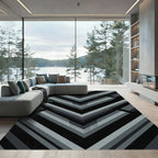 Minimalist Geometric Charcoal Chevron Abstract Rug
