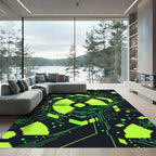Neon Cyber Radiation Pixel Art Grid Rug
