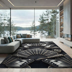 Dark Butterfly Fan Assemblage Rug