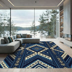 Navy Blue Geometric Arrow Boho Rug