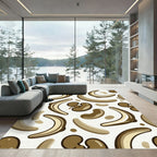 Retro Brown Curved Objects Rug