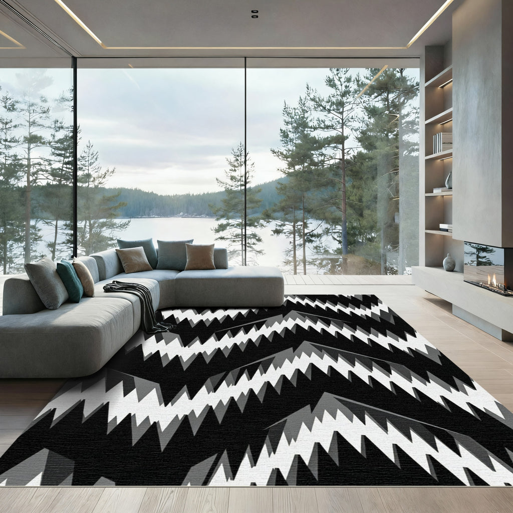 Distorted Geometric Sharp Peak Pattern Rug