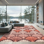 Coral Pink Art Deco Fan Rug