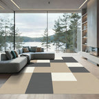 Neutral Tones Checkerboard Blocks Rug