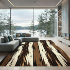 Earthy Tone Streaked Vertical Stripes Rug
