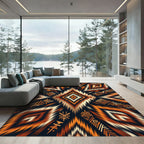 Earthy Ochre Geometric Tribal Diamond Rug