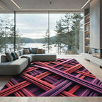 Woven Magenta Coral Intersecting Stripes Rug
