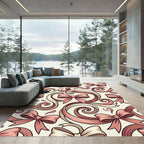 Elegant Dusty Rose Bow Ribbon Swirl Rug