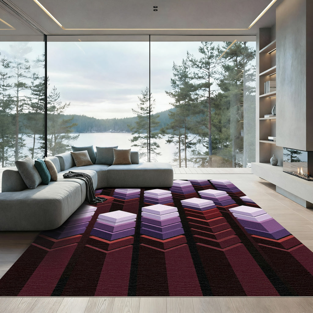 Layered Geometric Abstract Composition Rug