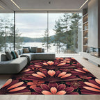 Deep Red Fan Blossom Garden Rug