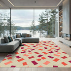 Abstract Painted Confetti Coral Magenta Rug