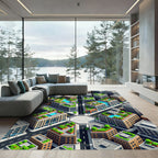 Isometric Urban Aerial Metropolis Grid Rug