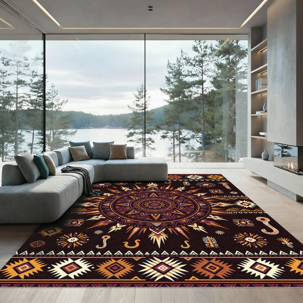 Tribal Sun Geometric Earthy Medallion Rug